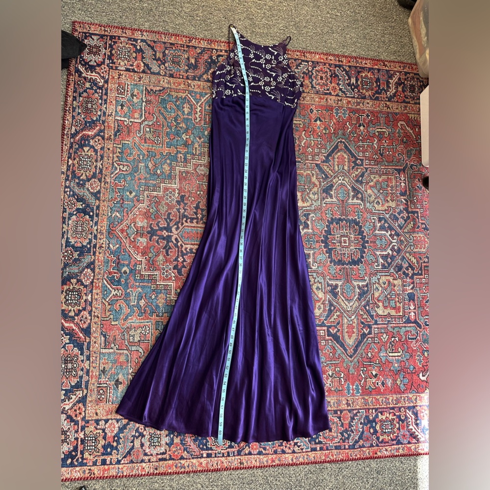 Morgan and Co. Vintage Y2K Purple Prom Maxi Dress Satin Corset 2000s Sz Small - Picture 8 of 8